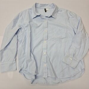 H&M Divided Womens Blue Stripe Button Down Shirt XL Long Sleeve Casual Top